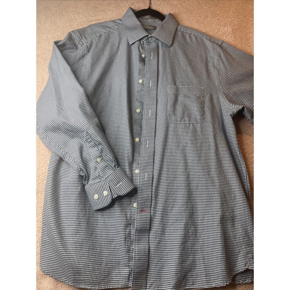 Daniel Cremieux Signature Collection Men's‎ Down Shirt Navy/White Size L #18